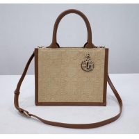 Well Crafted Dior Small Book Tote Bag in Cannage Raffia CD2814 Beige 2024