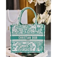 Stylish Dior Small Book Tote Bag in Toile de Jouy Embroidery CD2816 Aquamarina 2024