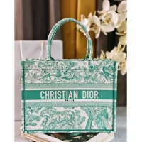 Hot Style Dior Medium Book Tote Bag in Toile de Jouy Embroidery CD2817 Aquamarina 2024