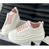 Good Quality Chanel Calfskin Leather Platform Sneakers Pink 601115