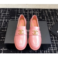 Cheap Price Chanel Calfskin Leather Loafers with Camellia CC G45663 Pink 603007