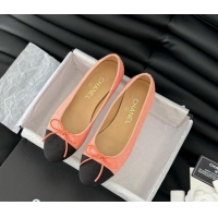 Best Product Chanel Classic Tweed Ballet Flats Peachy Pink 603013