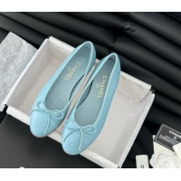 Good Product Chanel Classic Calfskin Ballet Flats Light Blue 603015