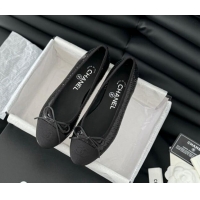 Durable Chanel Classic Sequins Ballet Flats Black 603019