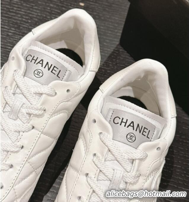 Good Quality Chanel Quilted Calfskin Sneakers G45335 White 603042