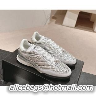 Pretty Style Chanel Quilted Calfskin Sneakers G45335 Silver 603044