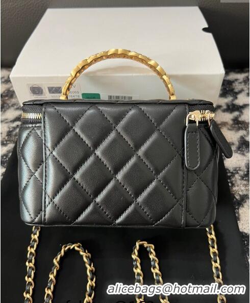 Cheapest Chanel Lambskin Clutch with Chain and CC Top Handle A96069 Black 2024