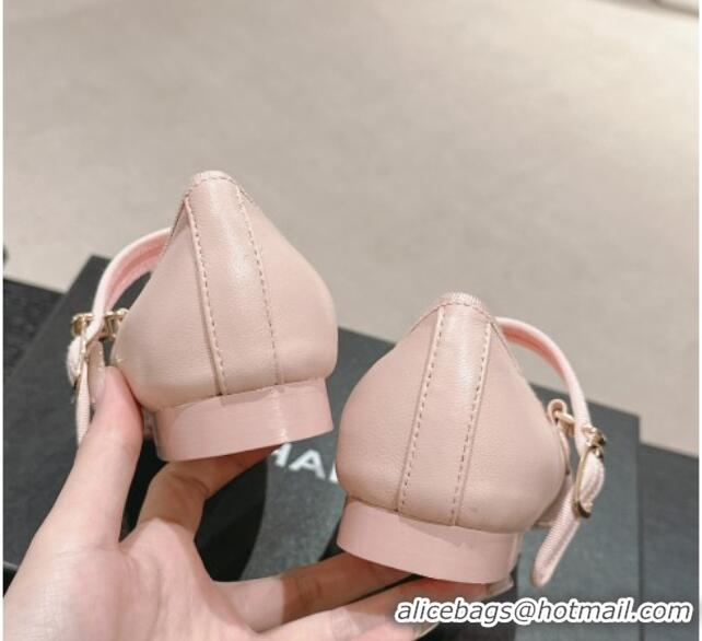 Sumptuous Chanel Calfskin Mary Janes Flat Ballet G45503 Light Pink 603082