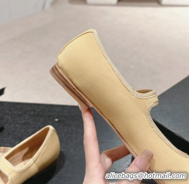 Hot Style Chanel Cotton Mary Janes Flat Ballet G45503 Beige 603087