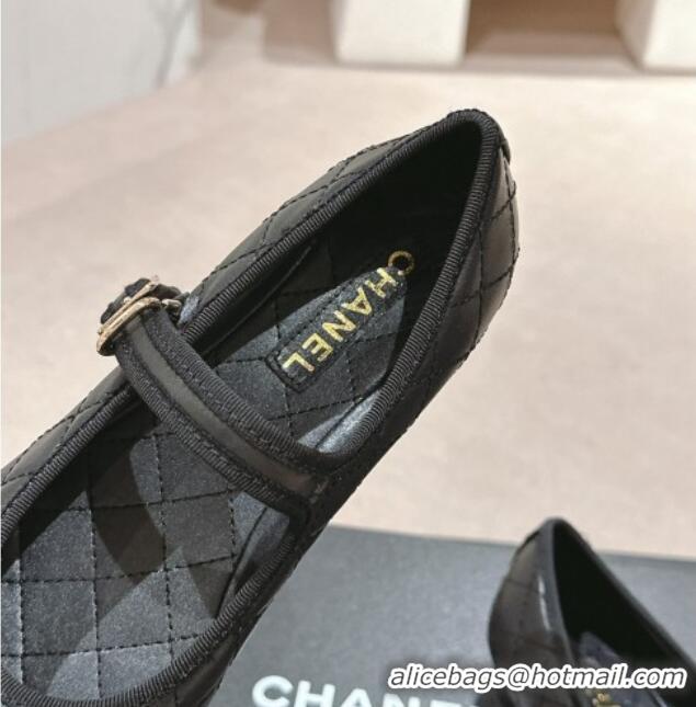 Fashion Luxury Chanel Quilted Mary Janes Flats Ballet G45503 Black 603090