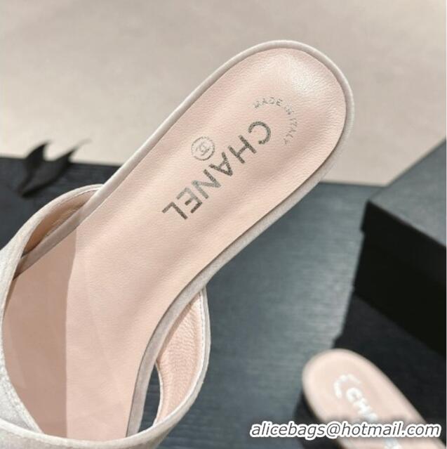 Purchase Chanel Velvet Flat Slides Sandals with Cross Strap Pink 603093