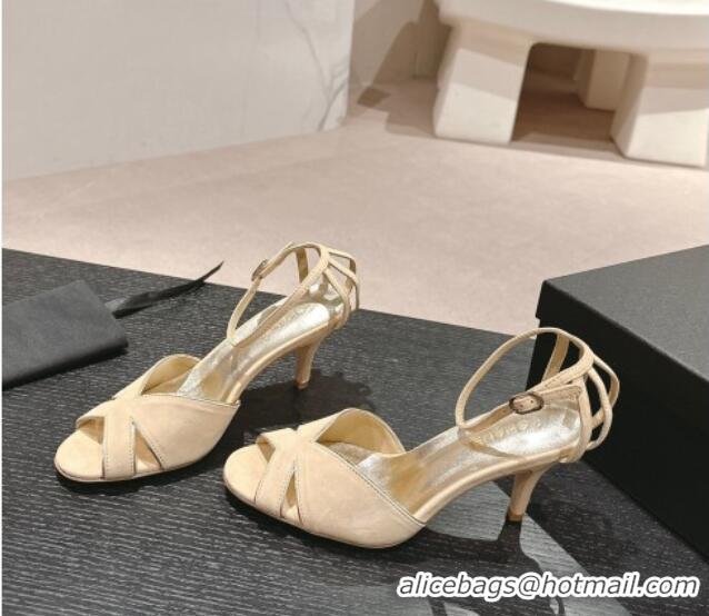 Buy Discount Chanel Suede Heel Sandals 7cm Beige 603121