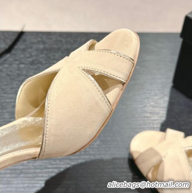 Buy Discount Chanel Suede Heel Sandals 7cm Beige 603121