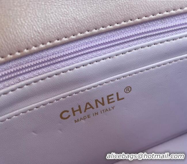 New Fashion Chanel Patent Calfskin Mini Classic Flap bag with Top Handle AS2431 Pink 2024