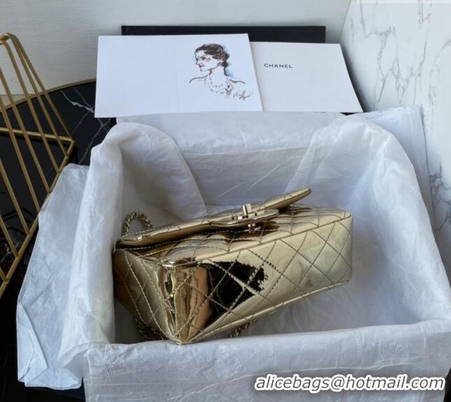 Buy Discount Chanel Patent Calfskin Mini Classic Flap bag with Top Handle AS2431 Gold 2024