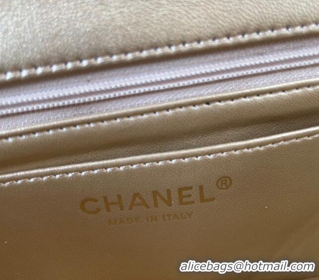 Buy Discount Chanel Patent Calfskin Mini Classic Flap bag with Top Handle AS2431 Gold 2024