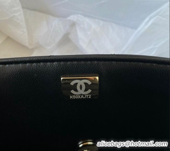 Promotional Chanel Patent Calfskin Mini Classic Flap bag with Top Handle AS2431 Black 2024