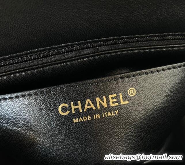 Promotional Chanel Patent Calfskin Mini Classic Flap bag with Top Handle AS2431 Black 2024