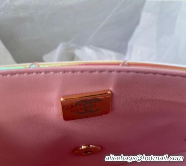 Buy Discount Chanel Iridescent Patent Calfskin Mini Classic Flap bag with Top Handle AS2431 Pink 2024