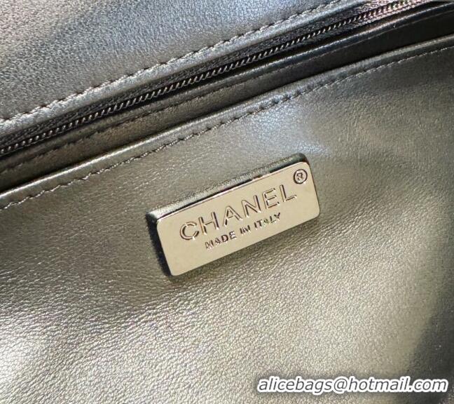 New Style Chanel Sequins Medium Flap bag AS2406 Black/Silver 2024