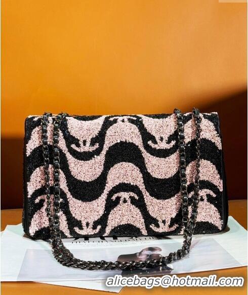 Inexpensive Chanel Sequins Medium Flap bag AS2406 Pink/Black 2024