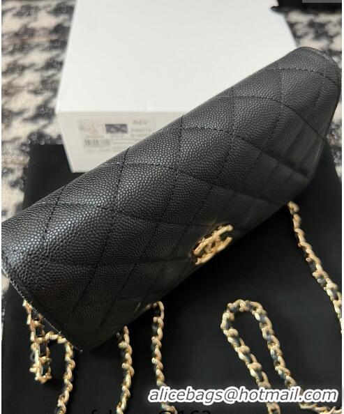 Trendy Design Chanel Grained Shiny Calfskin Wallet On Chain WOC AP3971 Black 2024