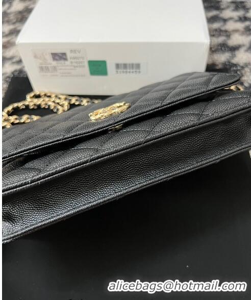 Trendy Design Chanel Grained Shiny Calfskin Wallet On Chain WOC AP3971 Black 2024