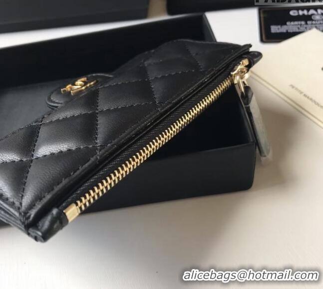 Buy Promotional Chanel Lambskin Card Holder AP0374 Black 2024