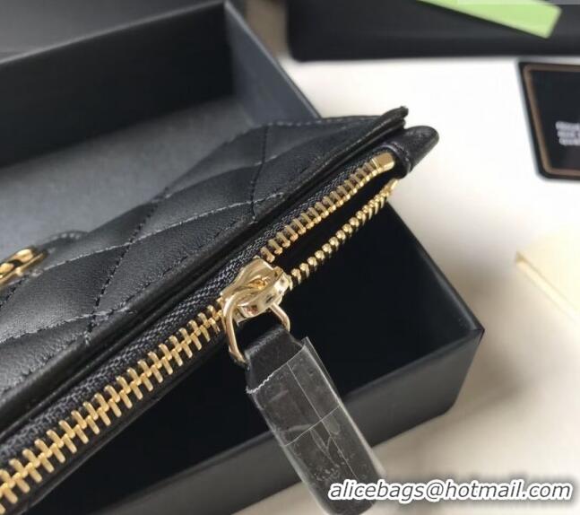 Buy Promotional Chanel Lambskin Card Holder AP0374 Black 2024