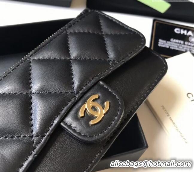 Buy Promotional Chanel Lambskin Card Holder AP0374 Black 2024