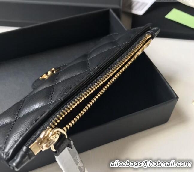 Buy Promotional Chanel Lambskin Card Holder AP0374 Black 2024