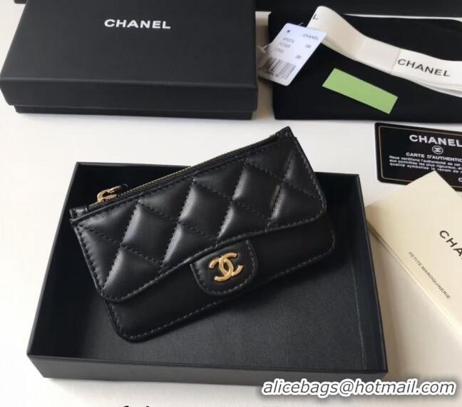 Buy Promotional Chanel Lambskin Card Holder AP0374 Black 2024