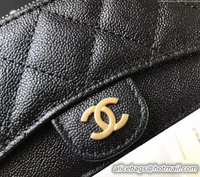 Pretty Style Chanel Grained Calfskin Card Holder AP0374 Black 2024