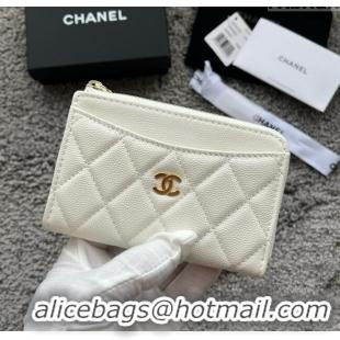 Buy Cheap Chanel Grained Calfskin Card Holder AP3179 White 2024