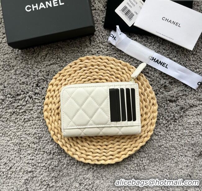 Buy Cheap Chanel Grained Calfskin Card Holder AP3179 White 2024