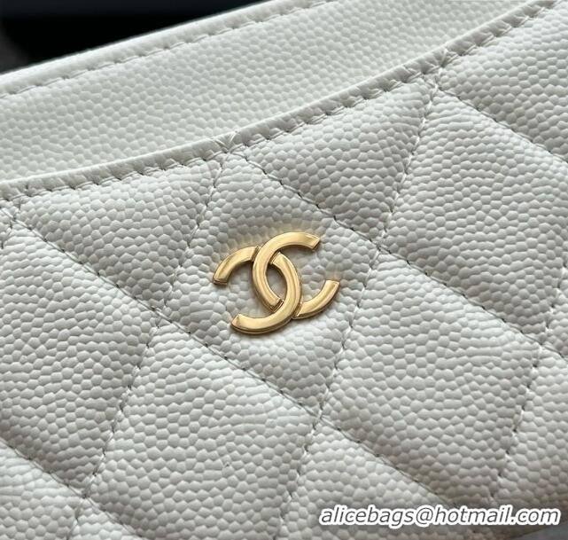 Buy Cheap Chanel Grained Calfskin Card Holder AP3179 White 2024