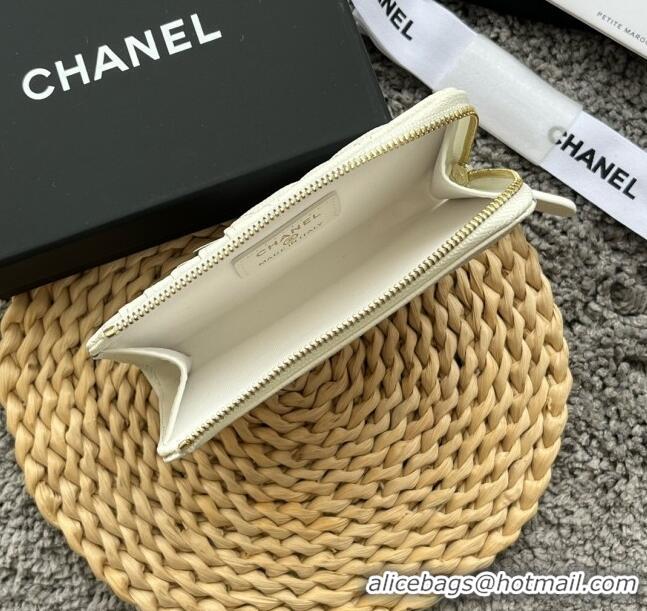 Buy Cheap Chanel Grained Calfskin Card Holder AP3179 White 2024