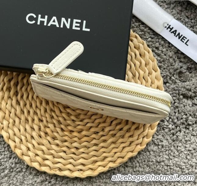 Buy Cheap Chanel Grained Calfskin Card Holder AP3179 White 2024