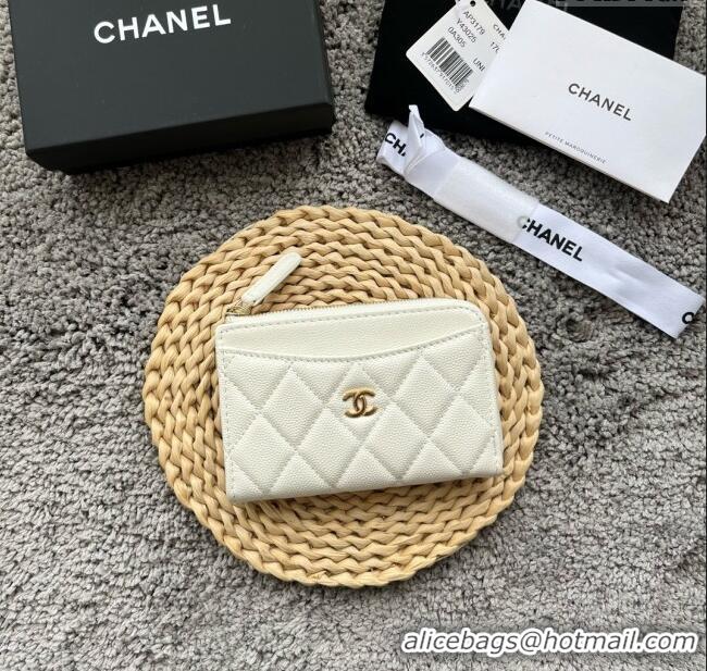 Buy Cheap Chanel Grained Calfskin Card Holder AP3179 White 2024