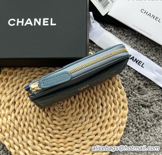 Reasonable Price Chanel Grained Calfskin Card Holder AP3179 Blue 2024