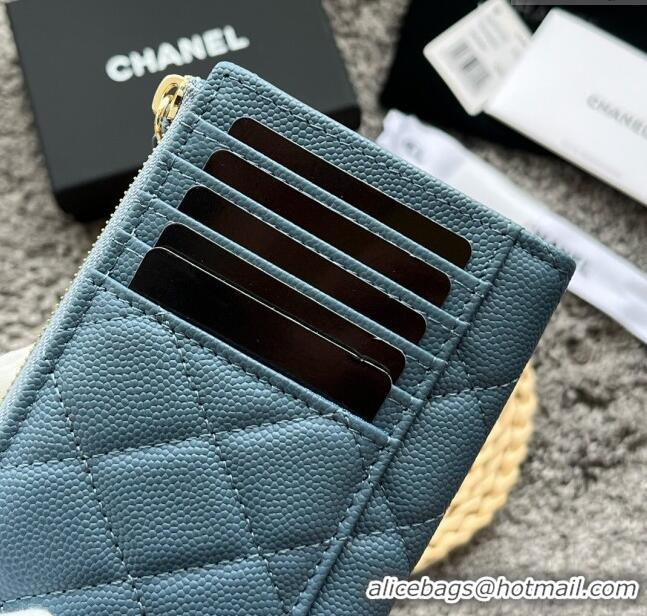 Reasonable Price Chanel Grained Calfskin Card Holder AP3179 Blue 2024