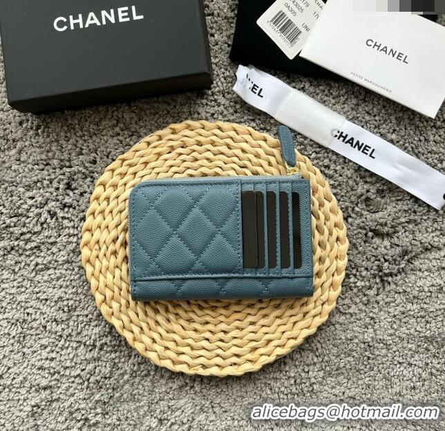 Reasonable Price Chanel Grained Calfskin Card Holder AP3179 Blue 2024