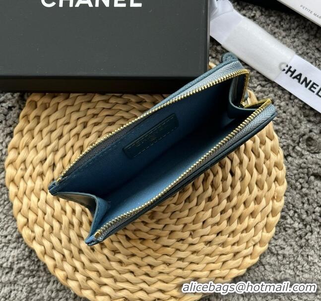 Reasonable Price Chanel Grained Calfskin Card Holder AP3179 Blue 2024