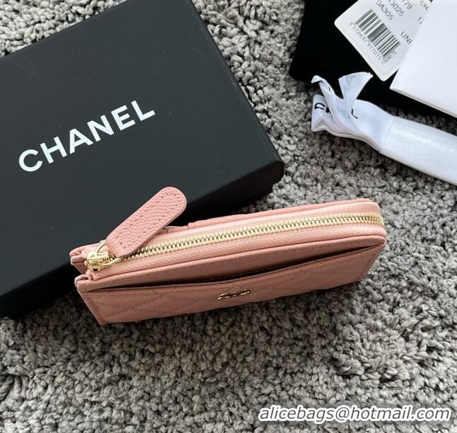 Unique Grade Chanel Grained Calfskin Card Holder AP3179 Pink 2024