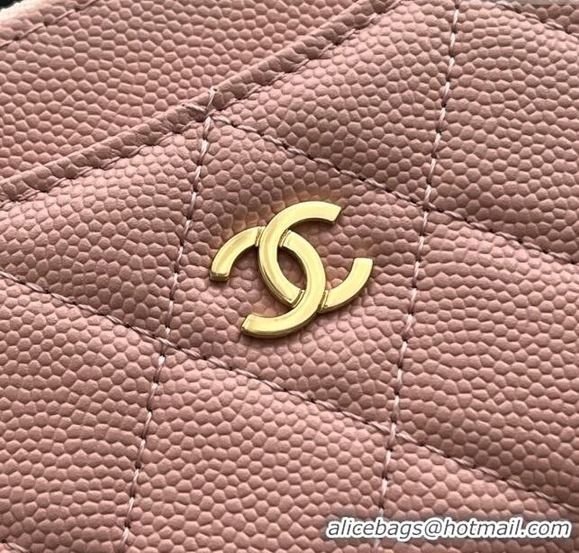 Unique Grade Chanel Grained Calfskin Card Holder AP3179 Pink 2024