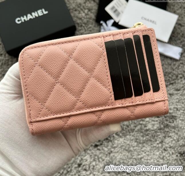 Unique Grade Chanel Grained Calfskin Card Holder AP3179 Pink 2024