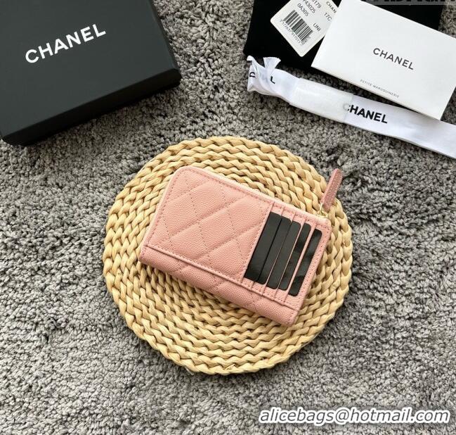 Unique Grade Chanel Grained Calfskin Card Holder AP3179 Pink 2024