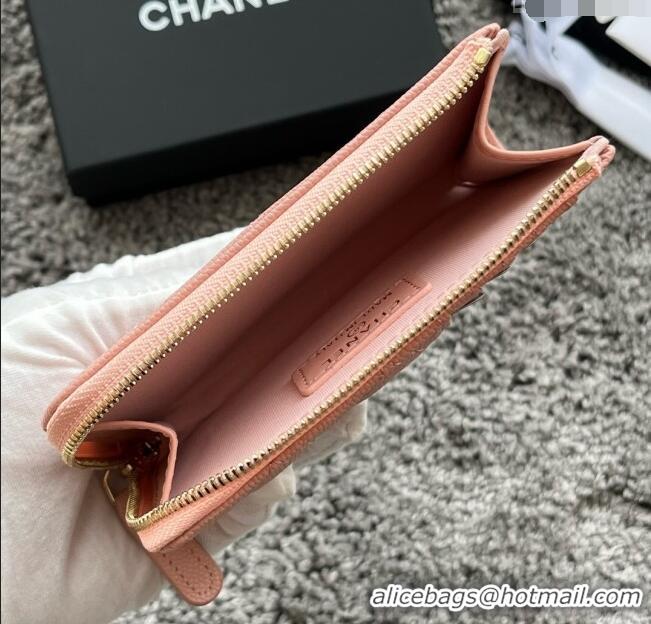 Unique Grade Chanel Grained Calfskin Card Holder AP3179 Pink 2024