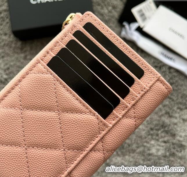 Unique Grade Chanel Grained Calfskin Card Holder AP3179 Pink 2024