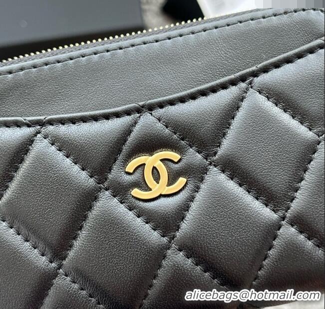 Top Grade Chanel Lambskin Card Holder AP3179 Black/Gold 2024